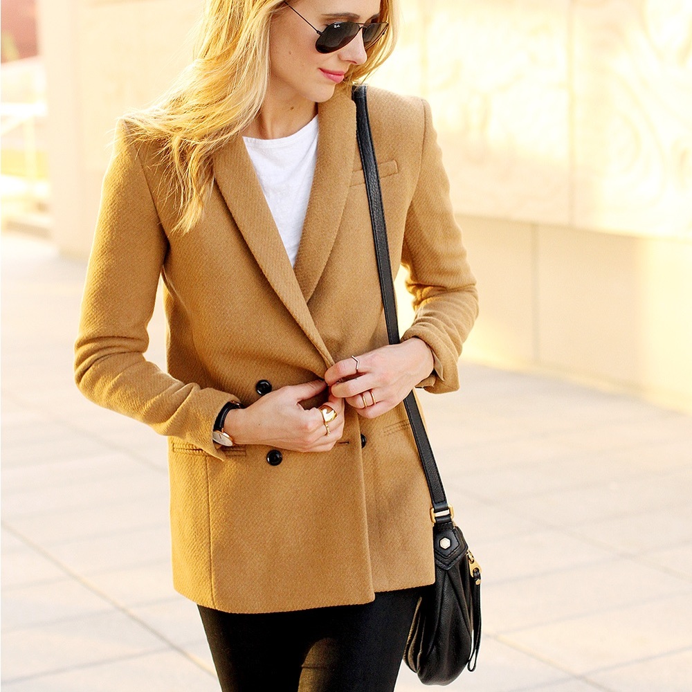 Banana republic double breasted wool camel coat